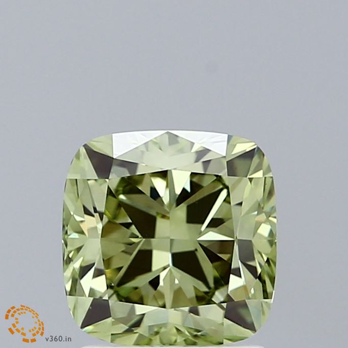 1.83ct Cushion FANCY VIVID GREEN VS1 Lab Created Diamond