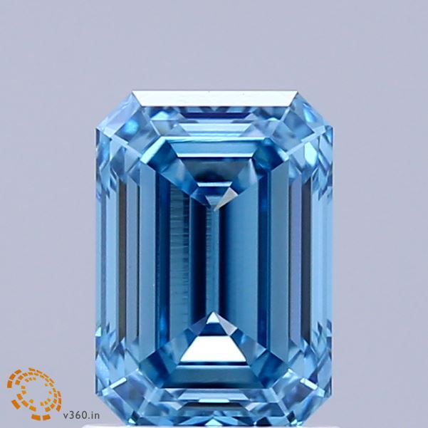 1.54ct Emerald FANCY VIVID BLUE VS1 Lab Created Diamond