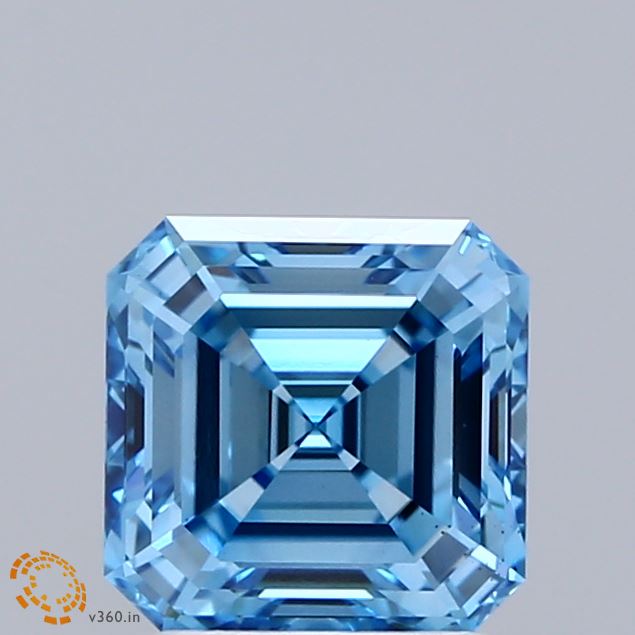 1.86ct Asscher FANCY VIVID BLUE VS1 Lab Created Diamond