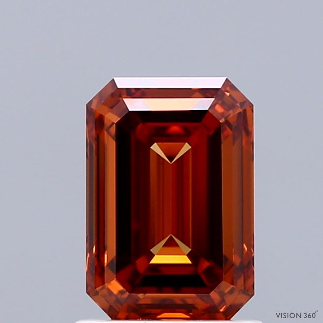 1.51ct Emerald FANCY VIVID ORANGE VS1 Lab Created Diamond