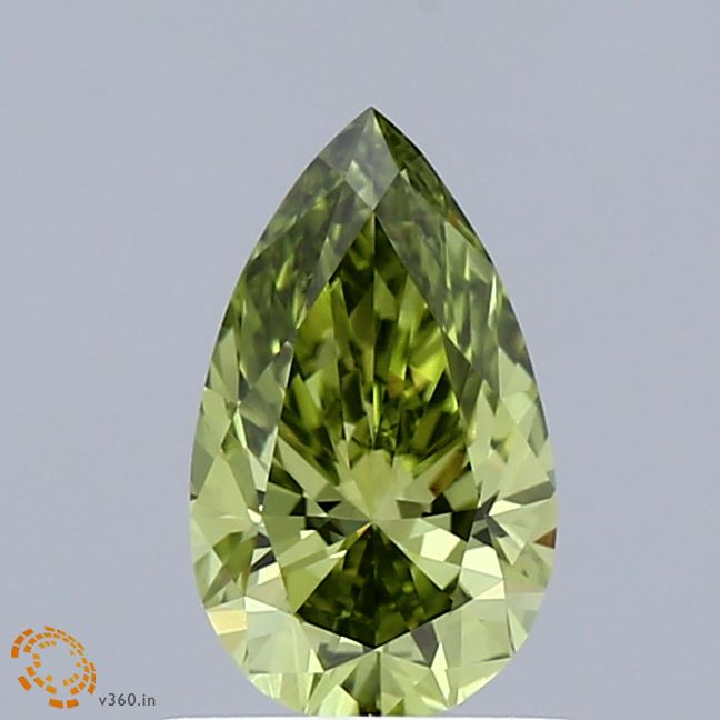 0.88ct Pear FANCY VIVID GREEN VVS2 Lab Created Diamond