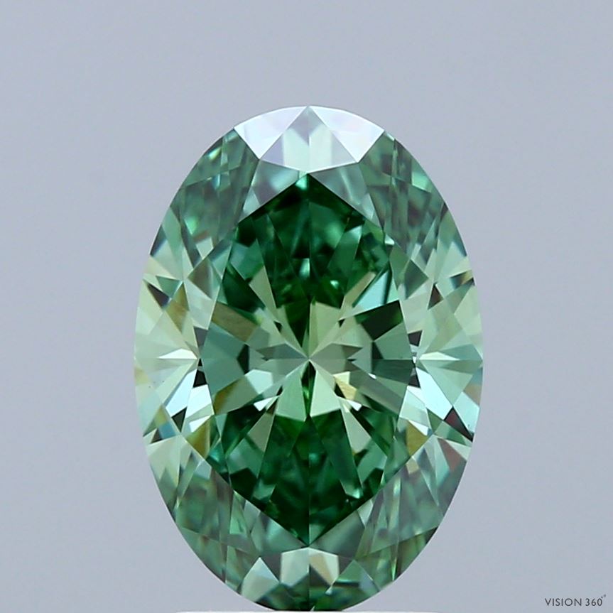 2.59ct Oval FANCY VIVID GREEN VVS2 Lab Created Diamond