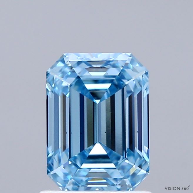 1.43ct Emerald FANCY VIVID BLUE VS1 Lab Created Diamond