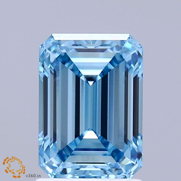 1.83ct Emerald FANCY VIVID BLUE VVS2 Lab Created Diamond