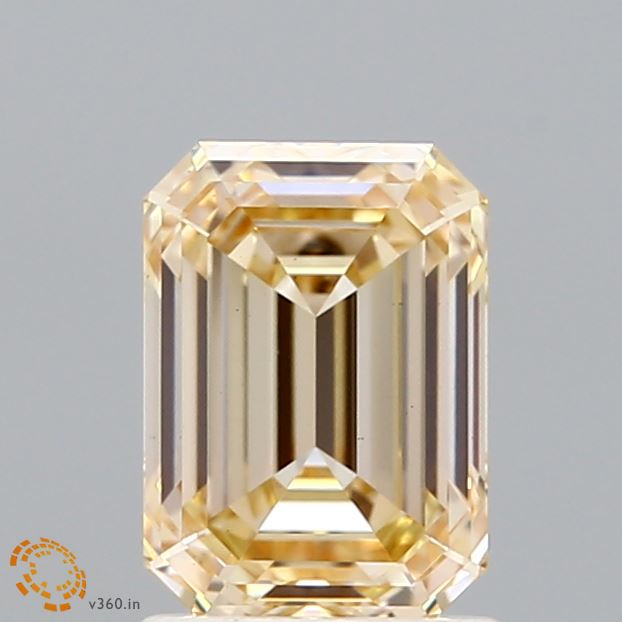 1.51ct Emerald FANCY LIGHT YELLOW ORANGY VS1 Lab Created Diamond
