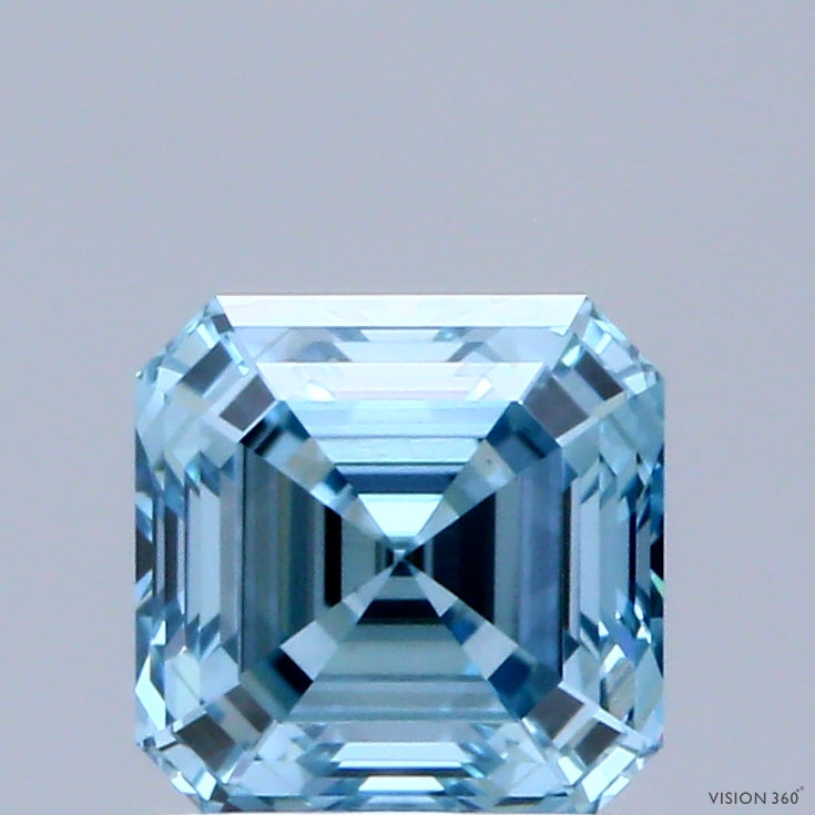 1.08ct Asscher FANCY VIVID BLUE VS1 Lab Created Diamond