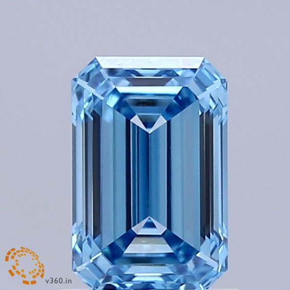 1.27ct Emerald FANCY VIVID BLUE VVS2 Lab Created Diamond