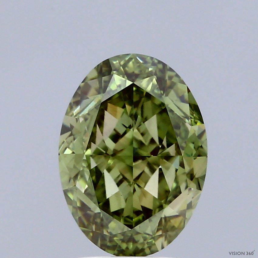 3.28ct Oval FANCY VIVID GREEN VVS2 Lab Created Diamond