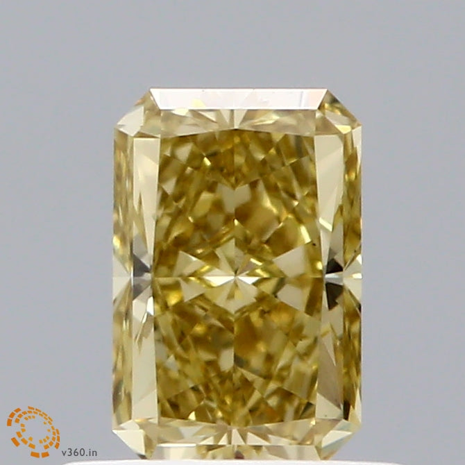 0.77ct Radiant FANCY INTENSE YELLOW VS1 Lab Created Diamond