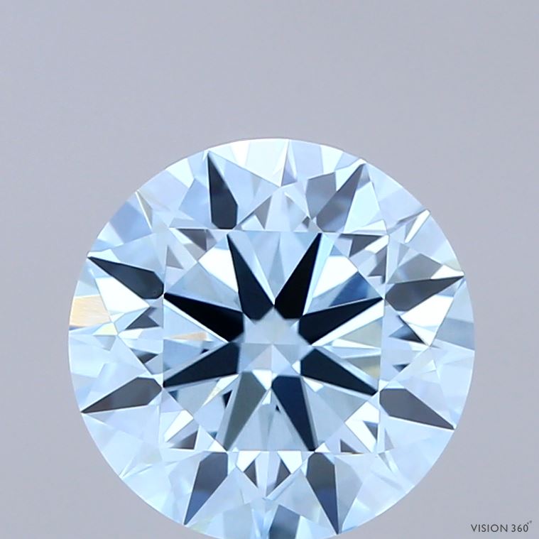 2.72ct Round FANCY VIVID BLUE VVS2 Lab Created Diamond