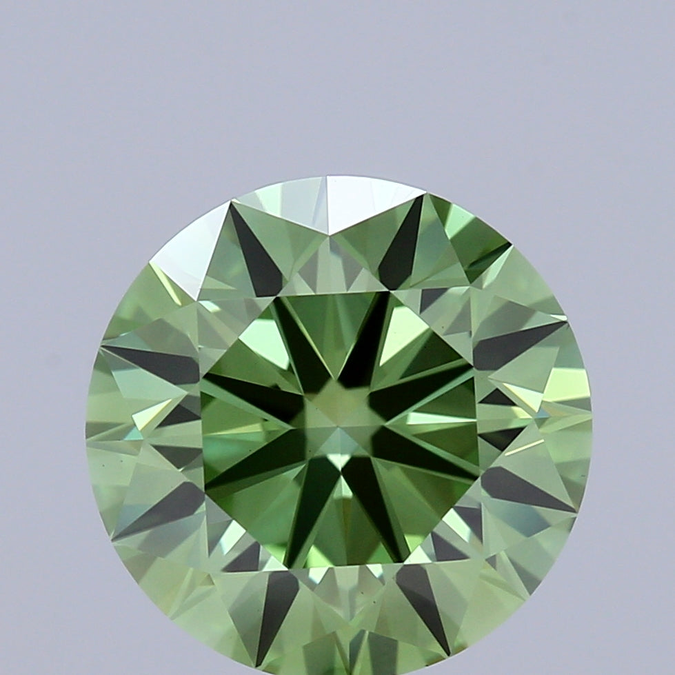 3.05ct Round FANCY VIVID GREEN VVS2 Lab Created Diamond