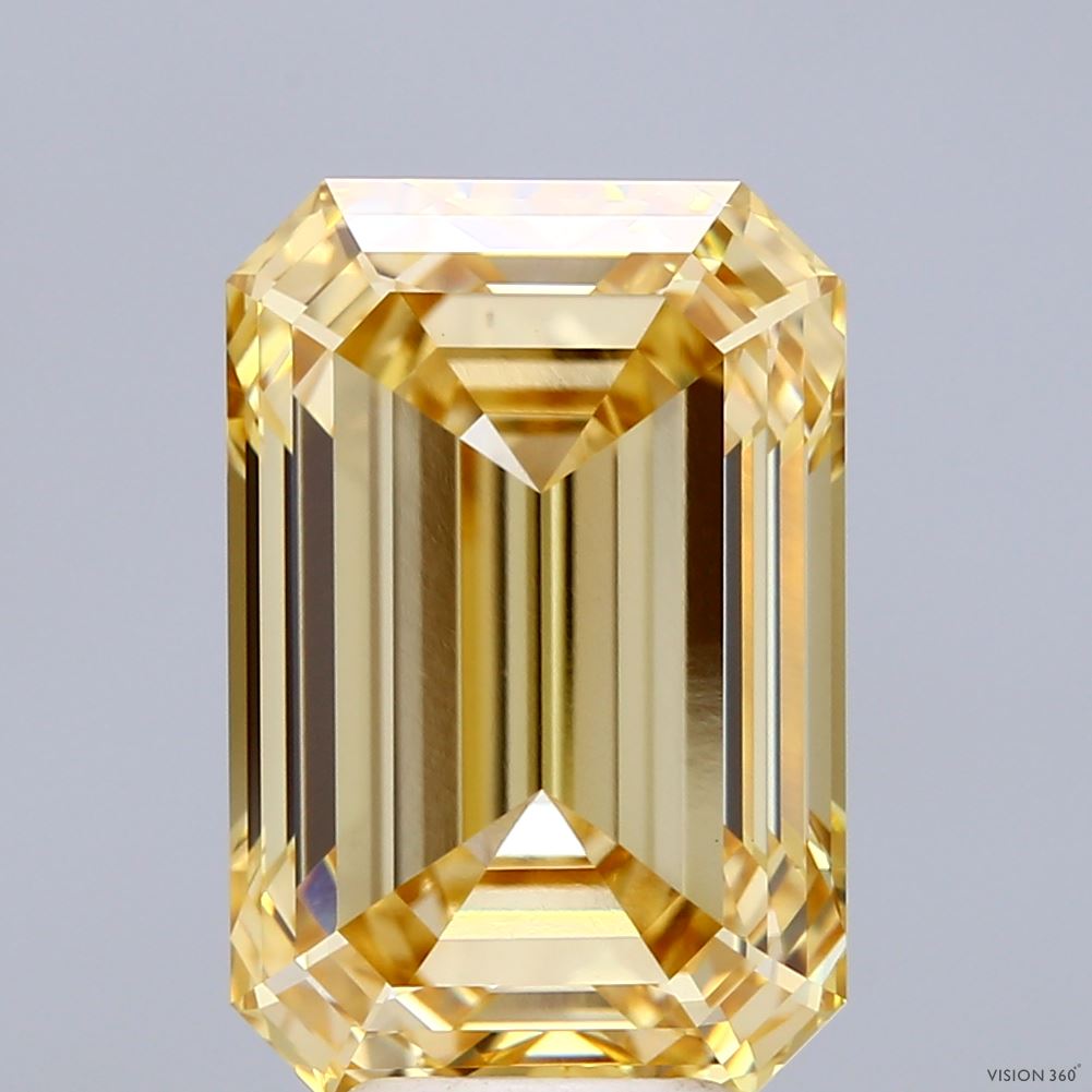 7.02ct Emerald FANCY INTENSE YELLOW VS1 Lab Created Diamond