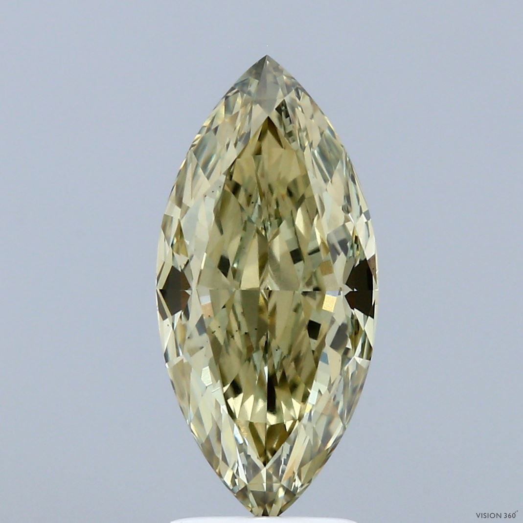 3.34ct Marquise FANCY GREENISH YELLOW VS1 Lab Created Diamond