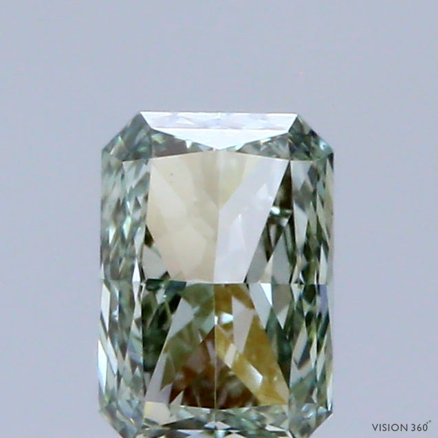 0.62ct Radiant FANCY GREENY VS1 Lab Created Diamond