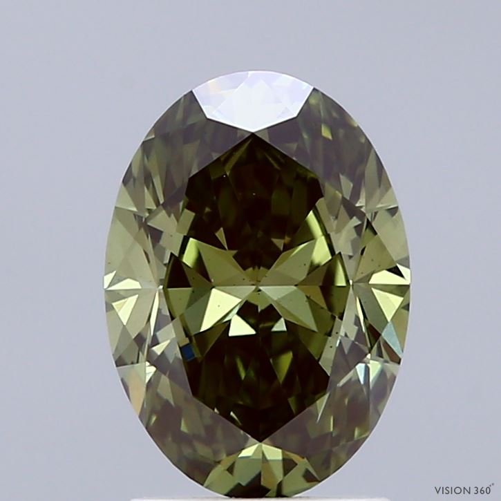 2ct Oval FANCY VIVID GREEN VS1 Lab Created Diamond