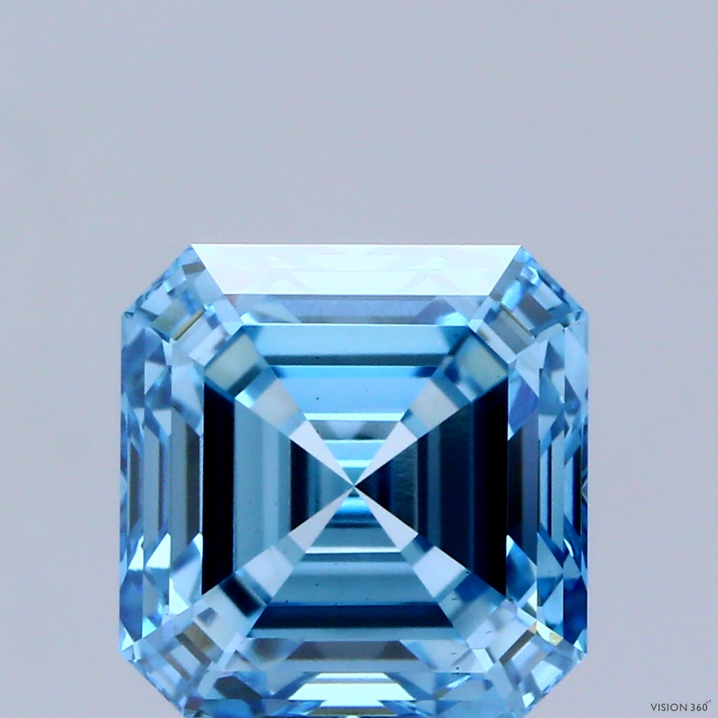3.23ct Asscher FANCY VIVID BLUE VS1 Lab Created Diamond