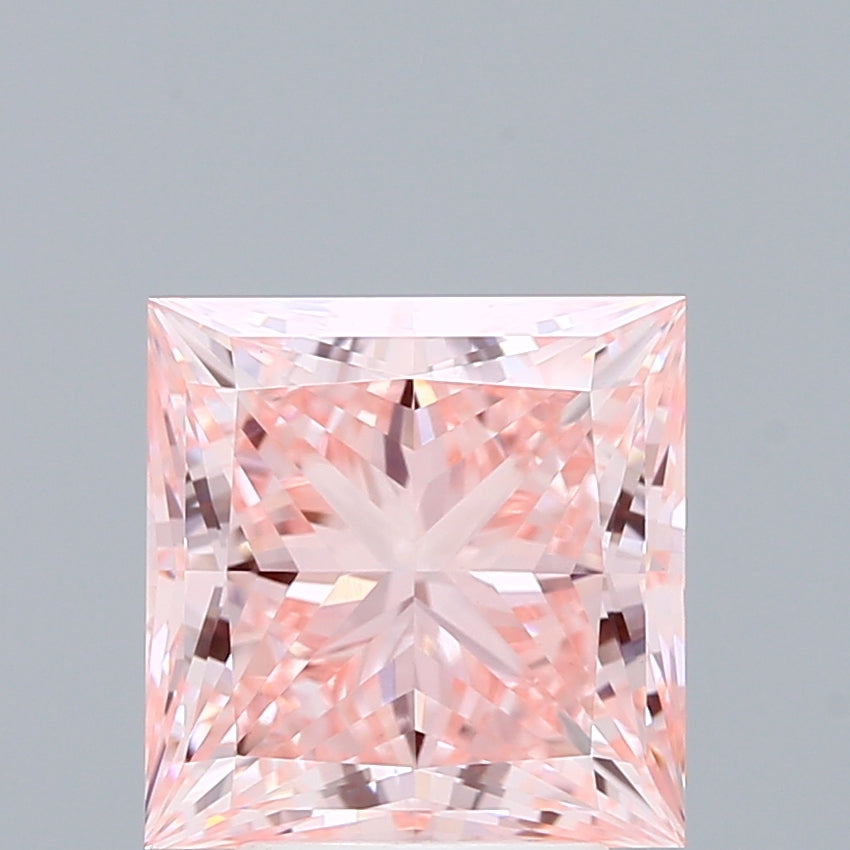 4.05ct Princess FANCY INTENSE PINK VVS2 Lab Created Diamond