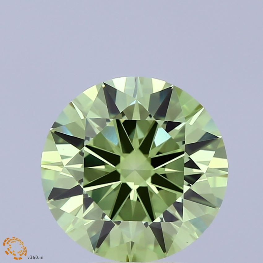 3.5ct Round FANCY VIVID GREEN VS1 Lab Created Diamond