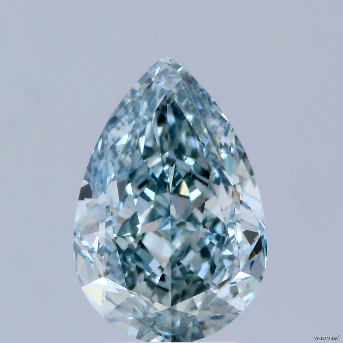 3.02ct Pear FANCY INTENSE BLUE GREENISH VS2 Lab Created Diamond