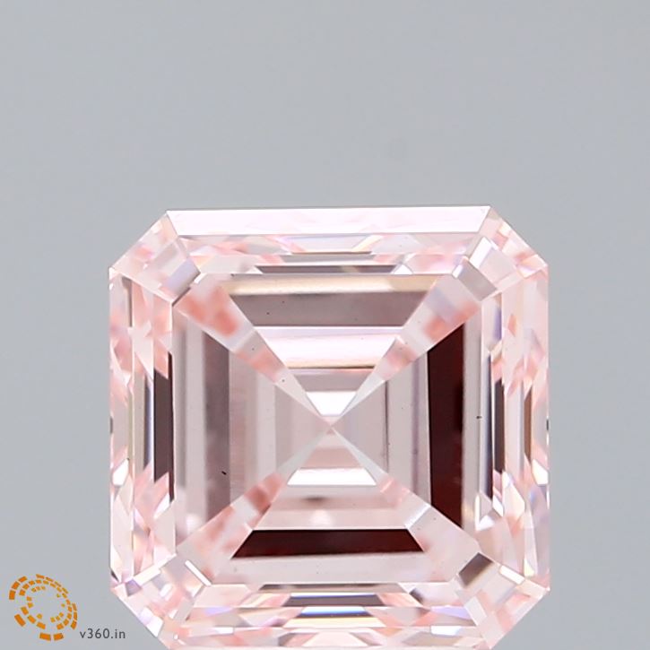 3.4ct Asscher FANCY INTENSE PINK VS1 Lab Created Diamond
