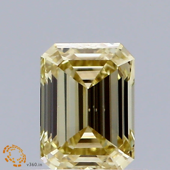 0.51ct Emerald FANCY INTENSE YELLOW VS2 Lab Created Diamond