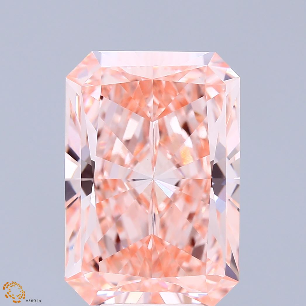 8ct Radiant FANCY VIVID PINK VVS2 Lab Created Diamond
