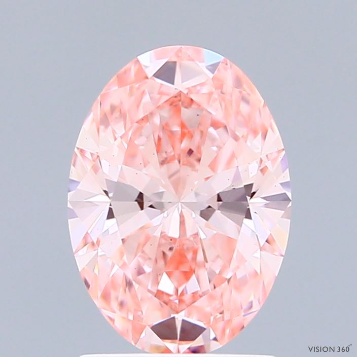 1.62ct Oval FANCY VIVID PINK VS2 Lab Created Diamond