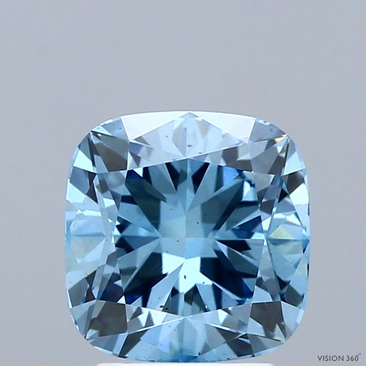 2.19ct Cushion FANCY VIVID BLUE VS2 Lab Created Diamond
