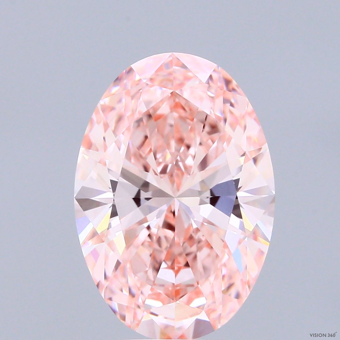 5.02ct Oval FANCY VIVID PINK VVS2 Lab Created Diamond