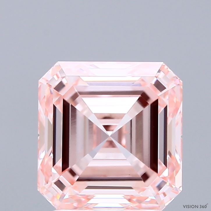 3.01ct Asscher FANCY INTENSE PINK VS1 Lab Created Diamond