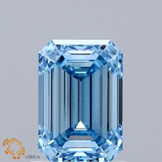 1.08ct Emerald FANCY VIVID BLUE VS1 Lab Created Diamond