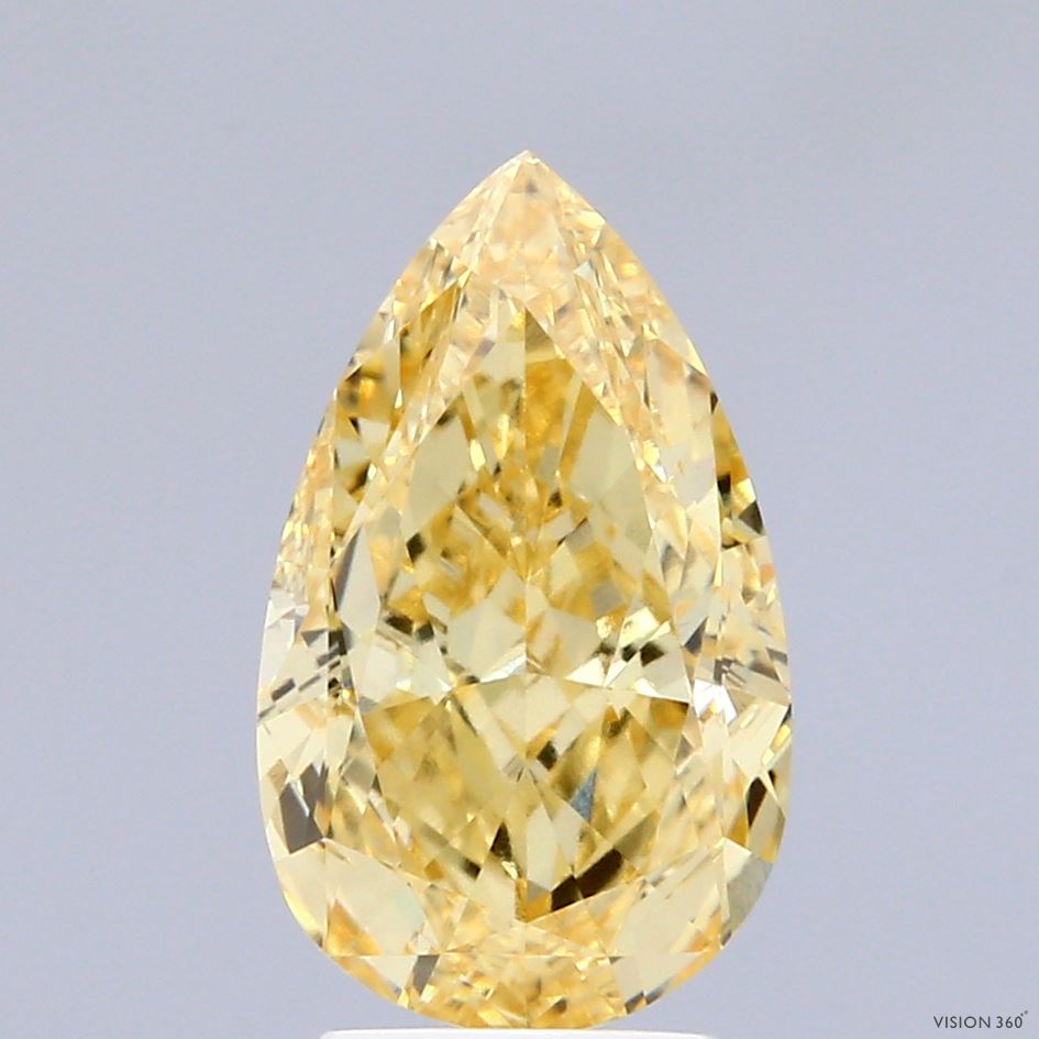 3.17ct Pear FANCY VIVID YELLOW VVS2 Lab Created Diamond