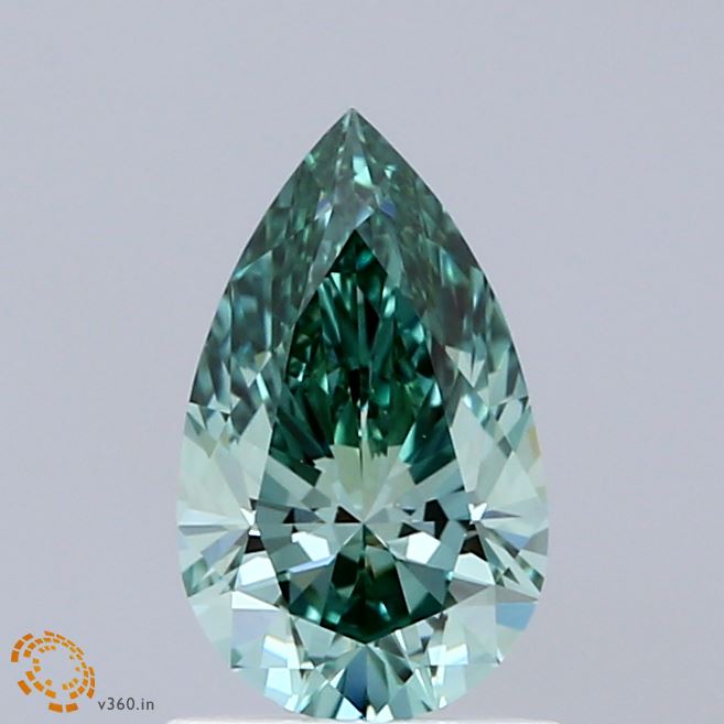 1.03ct Pear FANCY VIVID GREEN VVS2 Lab Created Diamond