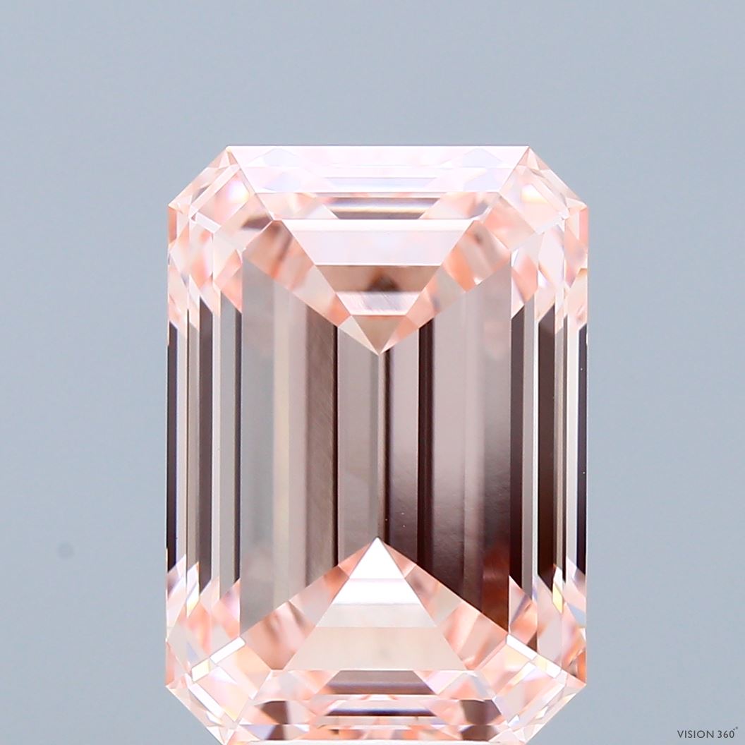 7.75ct Emerald FANCY INTENSE PINK VVS2 Lab Created Diamond