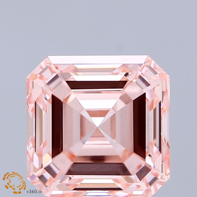 3.14ct Asscher FANCY INTENSE PINK VS1 Lab Created Diamond