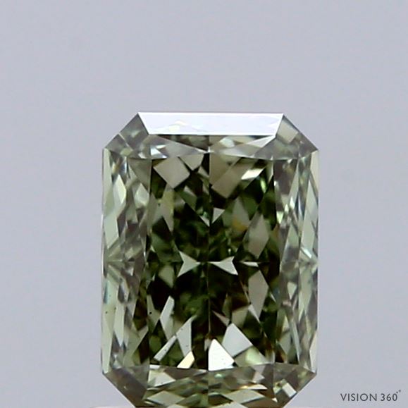 1.02ct Radiant FANCY VIVID GREEN VS2 Lab Created Diamond