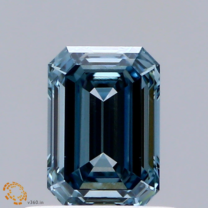 0.73ct Emerald FANCY INTENSE BLUE VVS2 Lab Created Diamond
