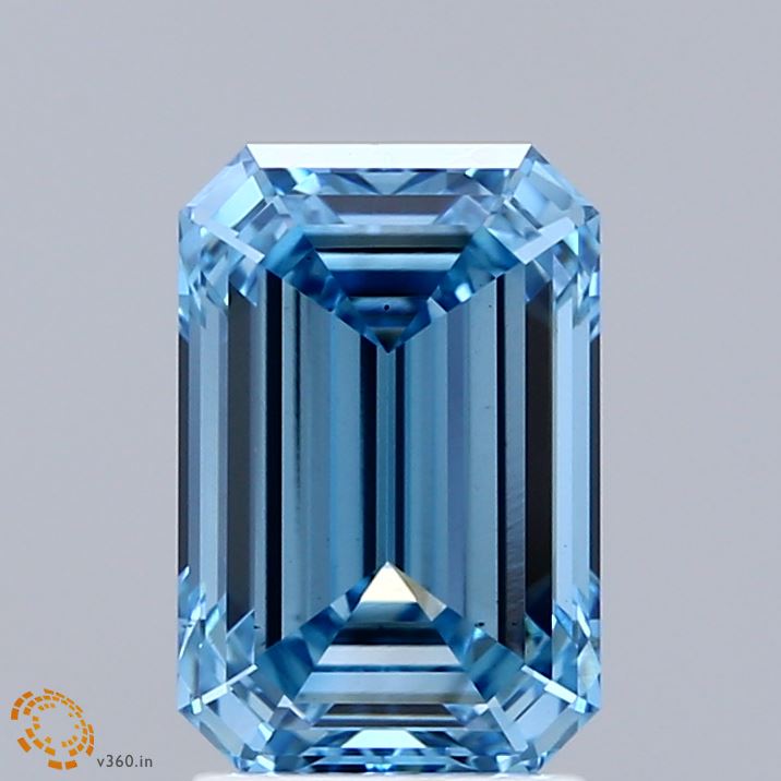 2.57ct Emerald FANCY VIVID BLUE VS1 Lab Created Diamond