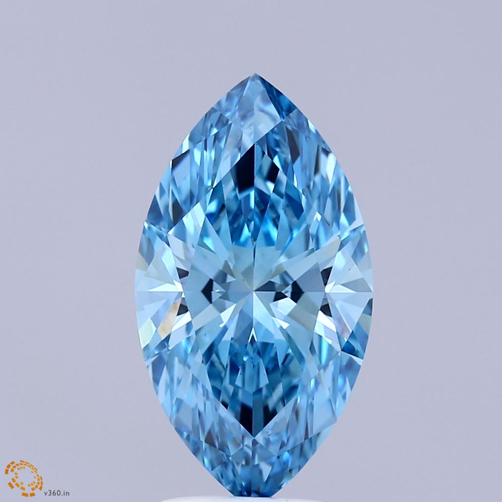 3.07ct Marquise FANCY VIVID BLUE VS1 Lab Created Diamond