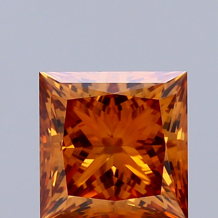 1.55ct Princess FANCY VIVID ORANGE VVS2 Lab Created Diamond