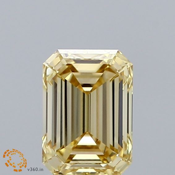 0.9ct Emerald FANCY YELLOW VS1 Lab Created Diamond