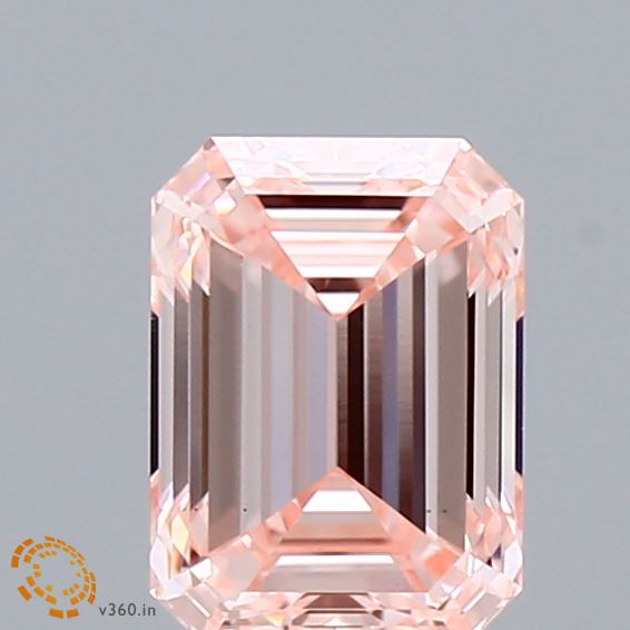 1.3ct Emerald FANCY INTENSE PINK VS1 Lab Created Diamond