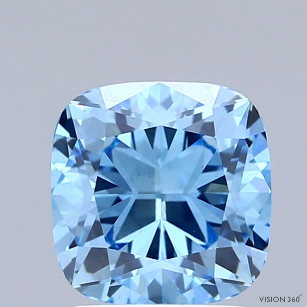 1.58ct Cushion FANCY VIVID BLUE VS2 Lab Created Diamond
