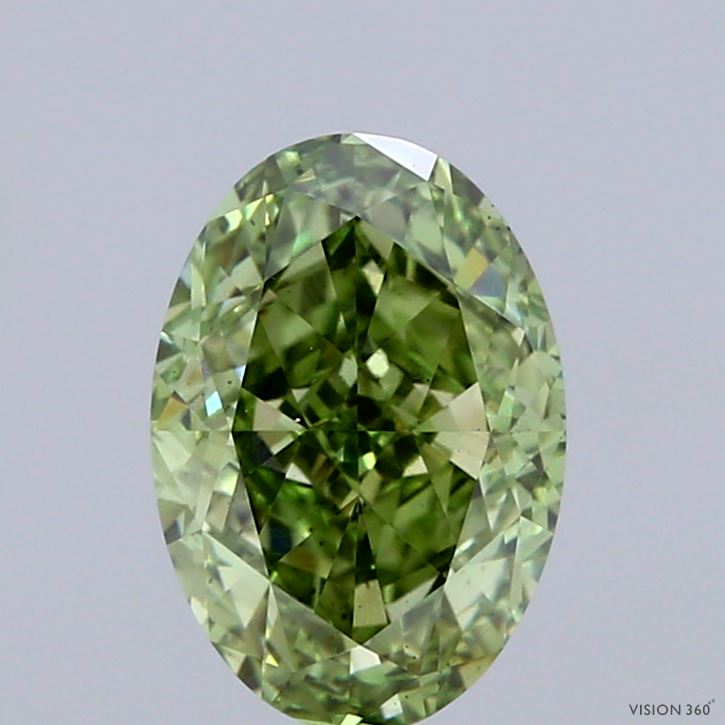 2.08ct Oval FANCY VIVID GREEN VS2 Lab Created Diamond