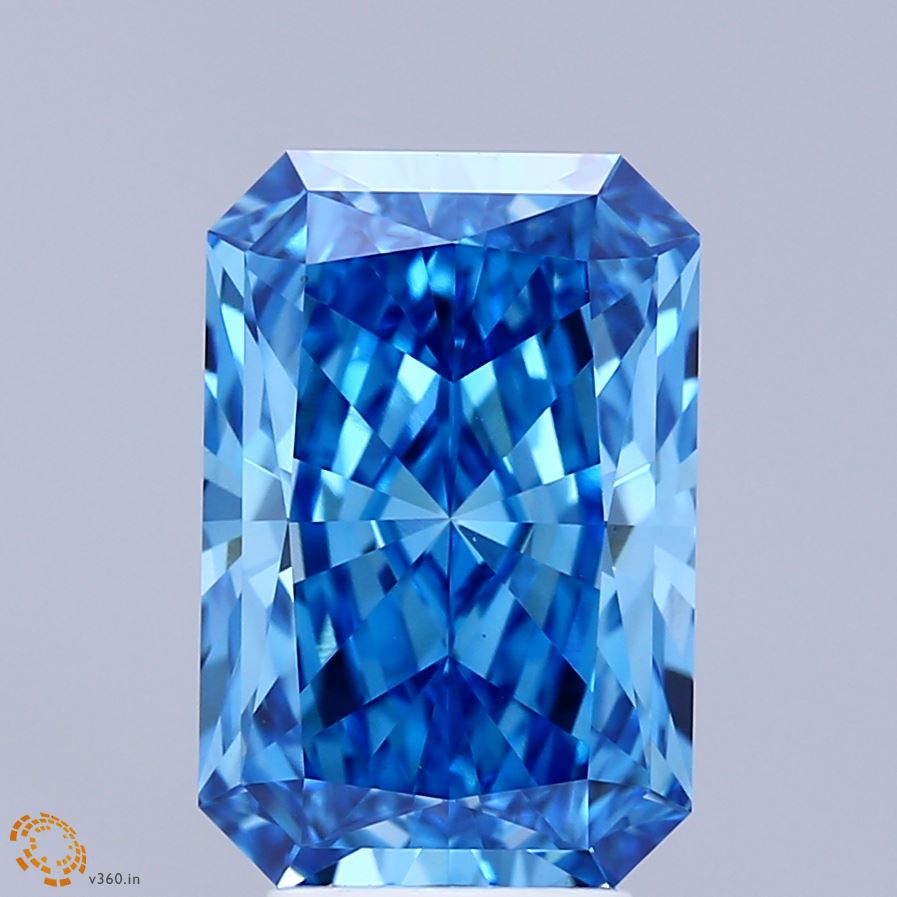 4.39ct Radiant FANCY VIVID BLUE VS1 Lab Created Diamond