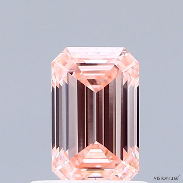 0.88ct Emerald FANCY INTENSE PINK VVS2 Lab Created Diamond