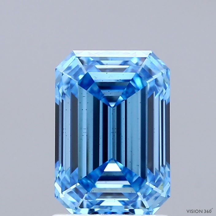 1.87ct Emerald FANCY VIVID BLUE VS2 Lab Created Diamond
