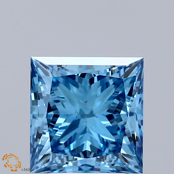 3ct Princess FANCY VIVID BLUE VS1 Lab Created Diamond