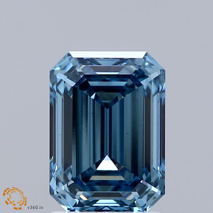 2.09ct Emerald FANCY VIVID BLUE VS1 Lab Created Diamond