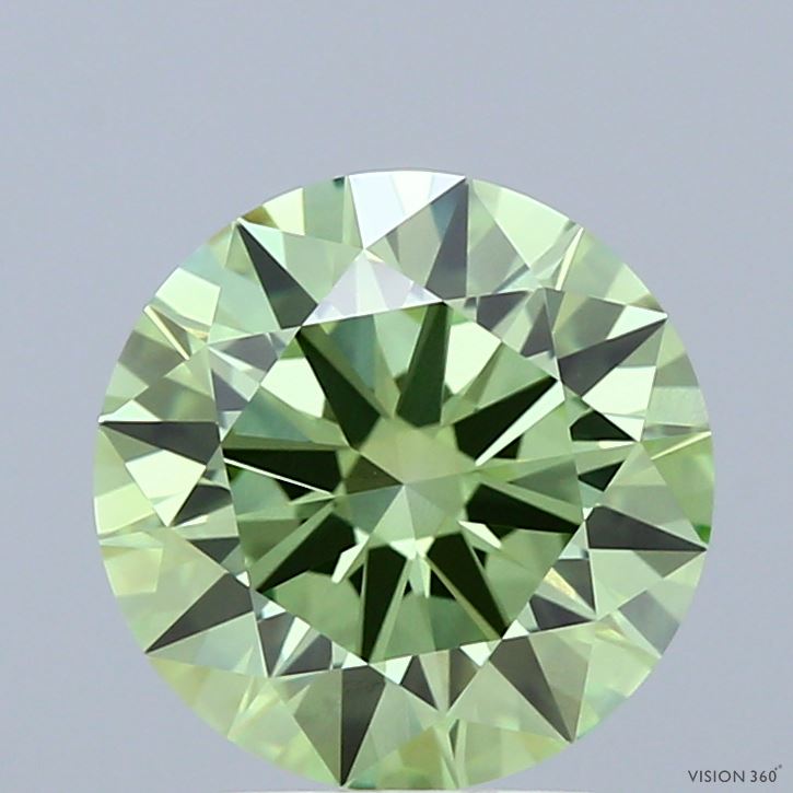 2.55ct Round FANCY VIVID GREEN VVS2 Lab Created Diamond